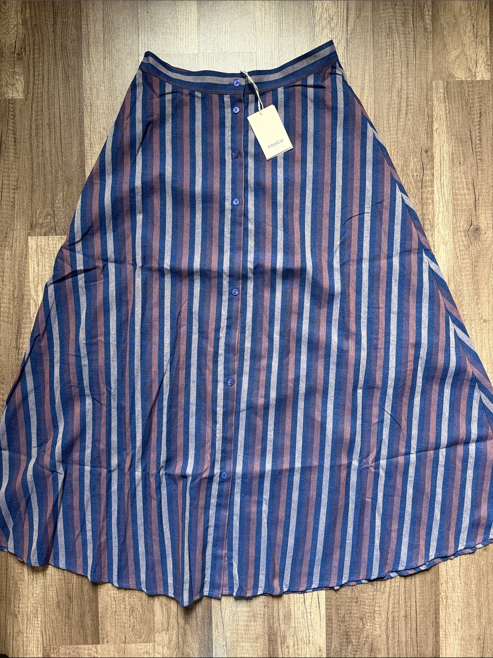 NWT FRNCH Paris A-line  Button-Front Maxi Skirt